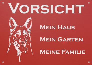 Aluminium Warnschild Deutscher Schäferhund VORSICHT Mein Haus mein Garten meine Familie